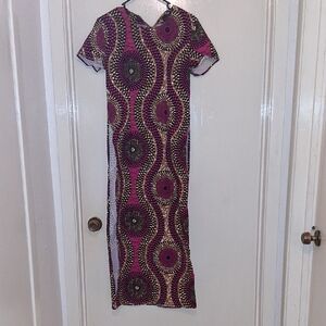 Chic Patterned Maxi Dress in Purple and Black